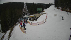 Modrá sjezdovka - dojezd k lanové dráze