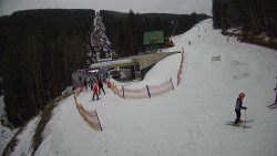 Modrá sjezdovka - dojezd k lanové dráze