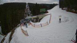 Modrá sjezdovka - dojezd k lanové dráze