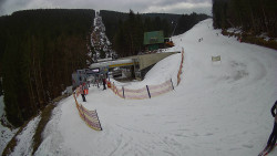 Modrá sjezdovka - dojezd k lanové dráze