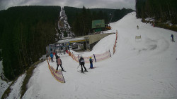 Modrá sjezdovka - dojezd k lanové dráze