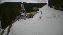 Modrá sjezdovka - dojezd k lanové dráze