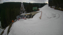 Modrá sjezdovka - dojezd k lanové dráze