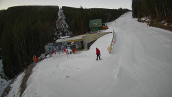 Modrá sjezdovka - dojezd k lanové dráze