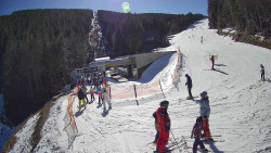 Modrá sjezdovka - dojezd k lanové dráze