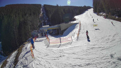 Modrá sjezdovka - dojezd k lanové dráze