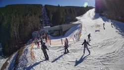 Modrá sjezdovka - dojezd k lanové dráze