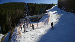 Modrá sjezdovka - dojezd k lanové dráze