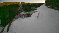 Modrá sjezdovka - dojezd k lanové dráze