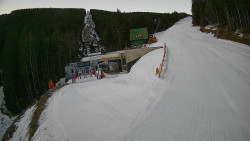 Modrá sjezdovka - dojezd k lanové dráze