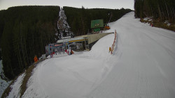 Modrá sjezdovka - dojezd k lanové dráze