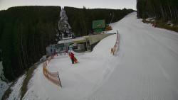 Modrá sjezdovka - dojezd k lanové dráze