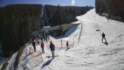 Modrá sjezdovka - dojezd k lanové dráze