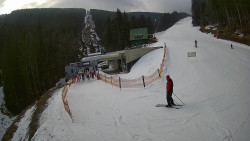 Modrá sjezdovka - dojezd k lanové dráze