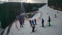 Modrá sjezdovka - dojezd k lanové dráze