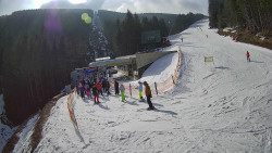 Modrá sjezdovka - dojezd k lanové dráze