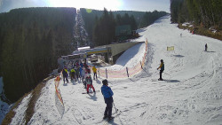 Modrá sjezdovka - dojezd k lanové dráze