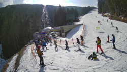 Modrá sjezdovka - dojezd k lanové dráze