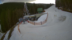 Modrá sjezdovka - dojezd k lanové dráze