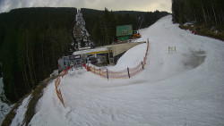 Modrá sjezdovka - dojezd k lanové dráze