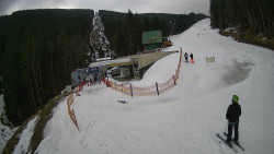 Modrá sjezdovka - dojezd k lanové dráze