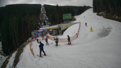 Modrá sjezdovka - dojezd k lanové dráze