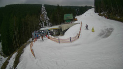 Modrá sjezdovka - dojezd k lanové dráze