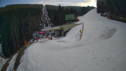 Modrá sjezdovka - dojezd k lanové dráze