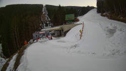 Modrá sjezdovka - dojezd k lanové dráze