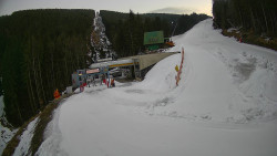 Modrá sjezdovka - dojezd k lanové dráze