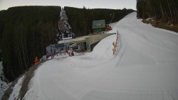 Modrá sjezdovka - dojezd k lanové dráze