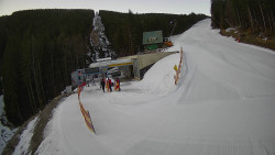 Modrá sjezdovka - dojezd k lanové dráze