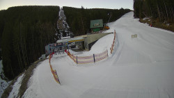 Modrá sjezdovka - dojezd k lanové dráze