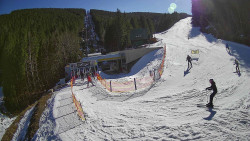 Modrá sjezdovka - dojezd k lanové dráze