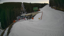 Modrá sjezdovka - dojezd k lanové dráze