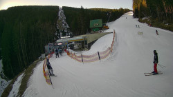 Modrá sjezdovka - dojezd k lanové dráze