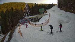 Modrá sjezdovka - dojezd k lanové dráze