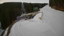 Modrá sjezdovka - dojezd k lanové dráze