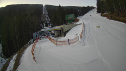 Modrá sjezdovka - dojezd k lanové dráze