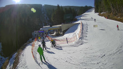 Modrá sjezdovka - dojezd k lanové dráze