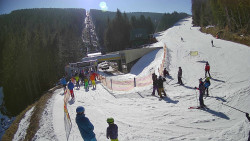 Modrá sjezdovka - dojezd k lanové dráze