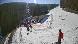 Modrá sjezdovka - dojezd k lanové dráze