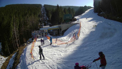 Modrá sjezdovka - dojezd k lanové dráze