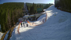 Modrá sjezdovka - dojezd k lanové dráze