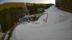 Modrá sjezdovka - dojezd k lanové dráze