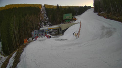 Modrá sjezdovka - dojezd k lanové dráze