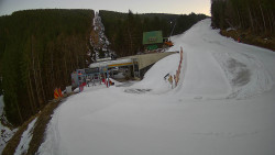 Modrá sjezdovka - dojezd k lanové dráze