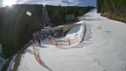 Modrá sjezdovka - dojezd k lanové dráze