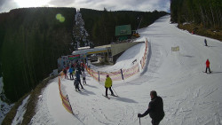 Modrá sjezdovka - dojezd k lanové dráze