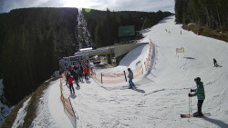 Modrá sjezdovka - dojezd k lanové dráze